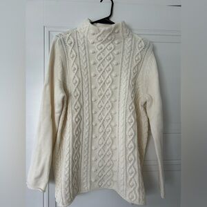 Talbots Knit Sweater cream color size large. Slight turtleneck